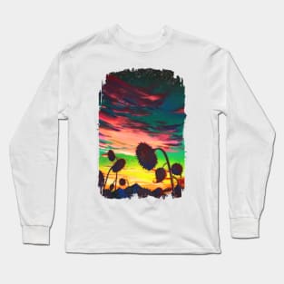 Sunflower Sunset Original Painting Long Sleeve T-Shirt